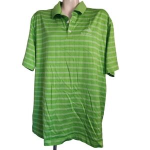 Nike Tiger Woods Collection Pelican Hill Green Striped Golf Polo Shirt Mens XL